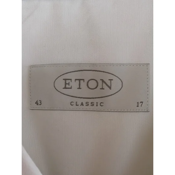 Eton White Tuxedo Shirt Horizontal Pleated Bib Front French Cuffs 43/17 NWOT
